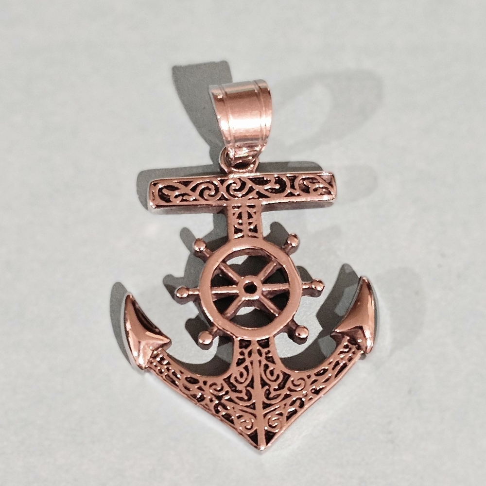 Anchor Black Gun Pendant, Stainless Steel